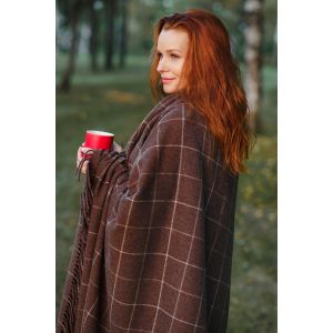 Плед Александра 150*200 коричневый, кашемир/шерсть