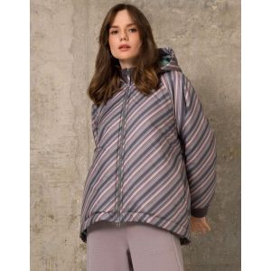 Куртка W22 Ш01 091 серо-розовая полоска