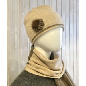 Шапка женская с цветком, 100% кашемир