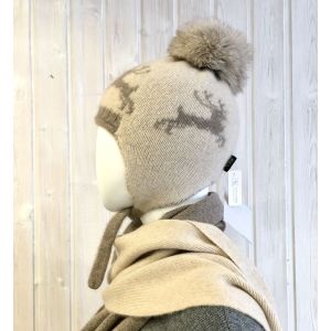 Шапка с ушками, 100% кашемир