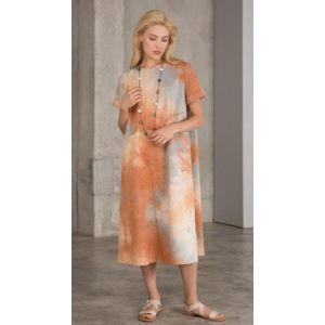 Платье хлопковое тай-дай сиена 062