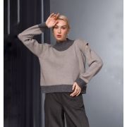 Пуловер женский шерстяной серый дред, 161